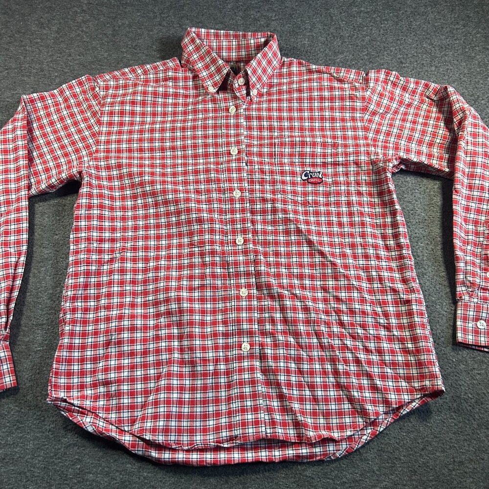Vintage Cruel Girl Women's Size S Blue‎ Red Plaid Long Sleeve Button Down Shirt